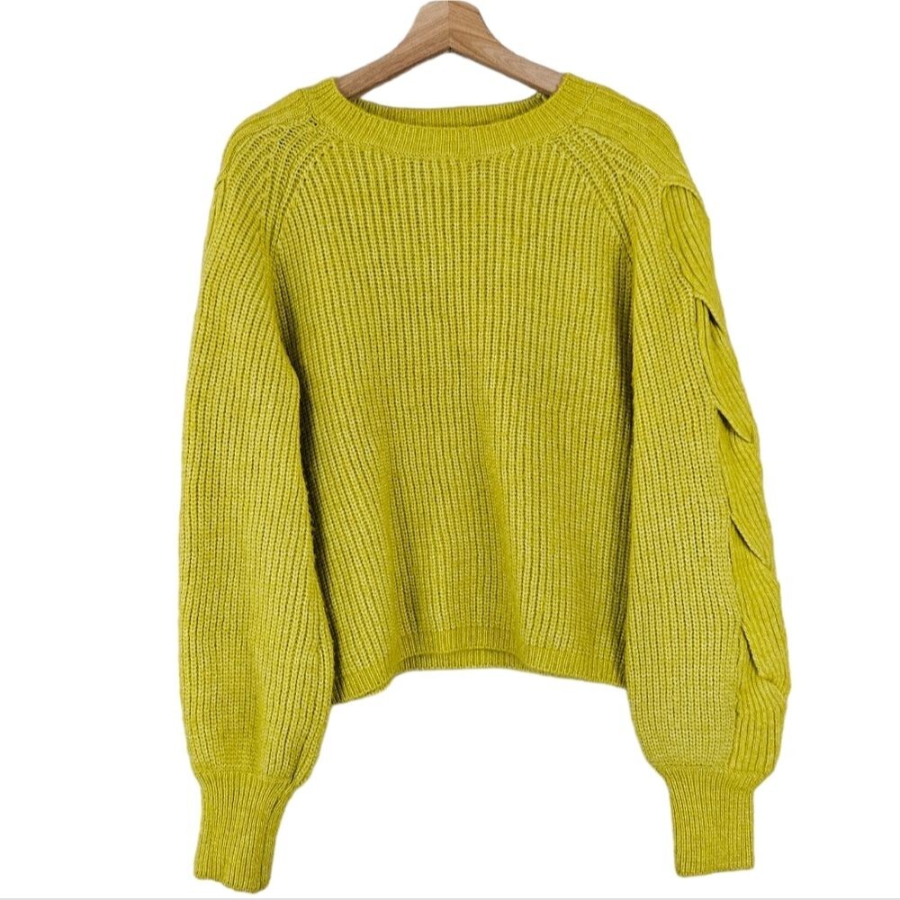 Cobble Lane Yellow Chunky Knit Wool Blend Sweater womens size medium
